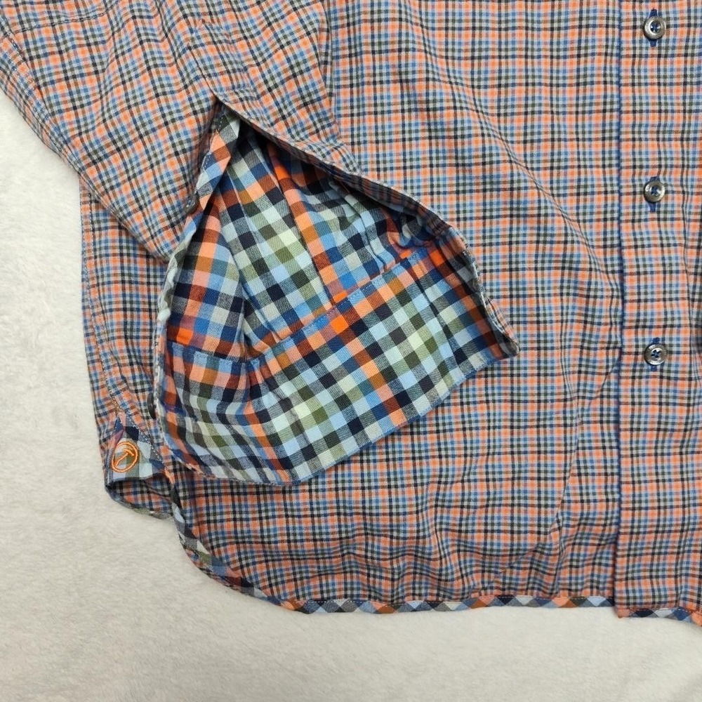 Hammer Made Shirt Mens 17 Orange Plaid Button Up Long Sleeve Cotton Woven - Picture 4 of 12